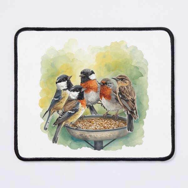 Item preview, Cute Backyard Birds Squad 3D Cardinal Robin Blue Jay Art designed and sold by EchoPrint Co..