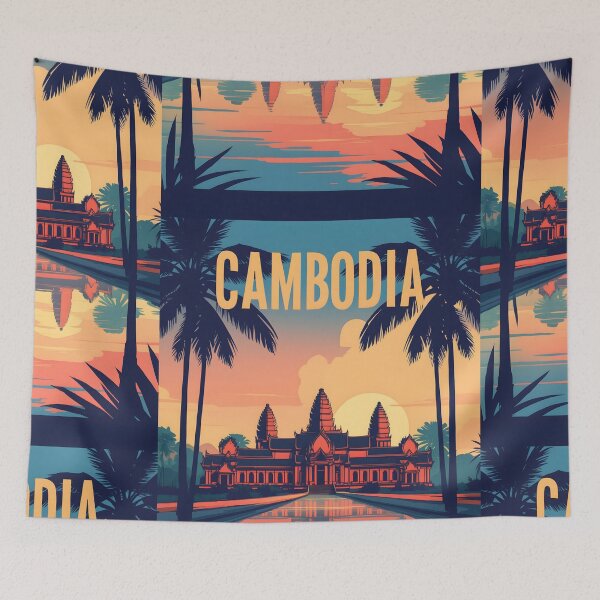 Item preview, Cambodia Retro Vintage Travel Design designed and sold by TravelersGems.