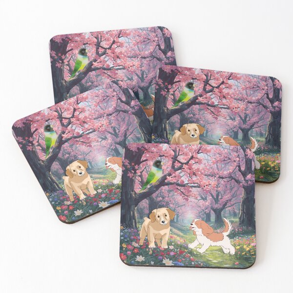Item preview, Magical Spirng Morning: Puppis and Bird in Cherry Blossom Forest designed and sold by ValeriValera.