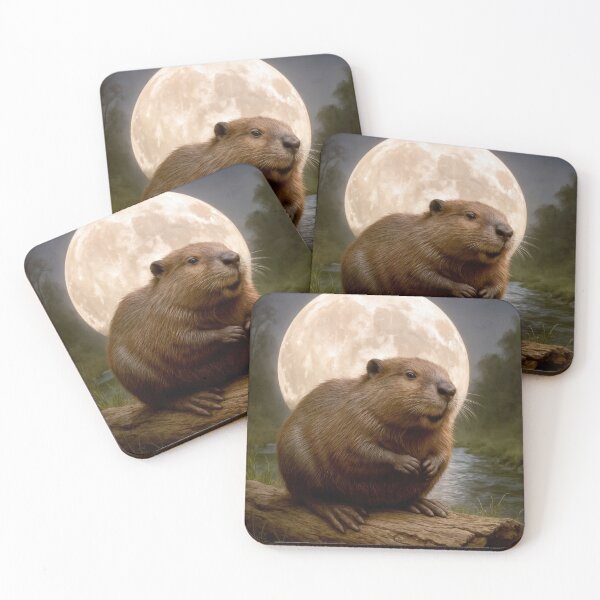 Item preview, Beaver On a Log In Moonlight designed and sold by Maria Dryfhout.