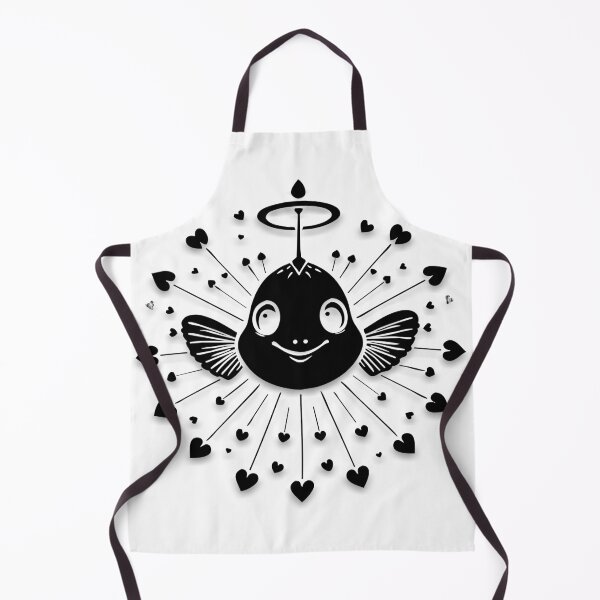 Item preview, Playful Black White Angelfish with Heart Fins and Glowing Antenna designed and sold by ARTCREATESHOP.