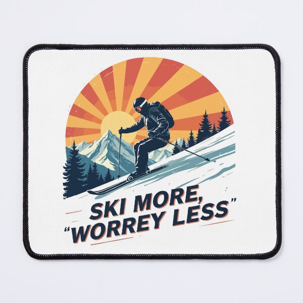 Item preview, Ski More Worrey Less T-Shirt  Vintage Ski Mountain Sunburst Graphic  Winter Sports Tee designed and sold by Design-Pro-21.