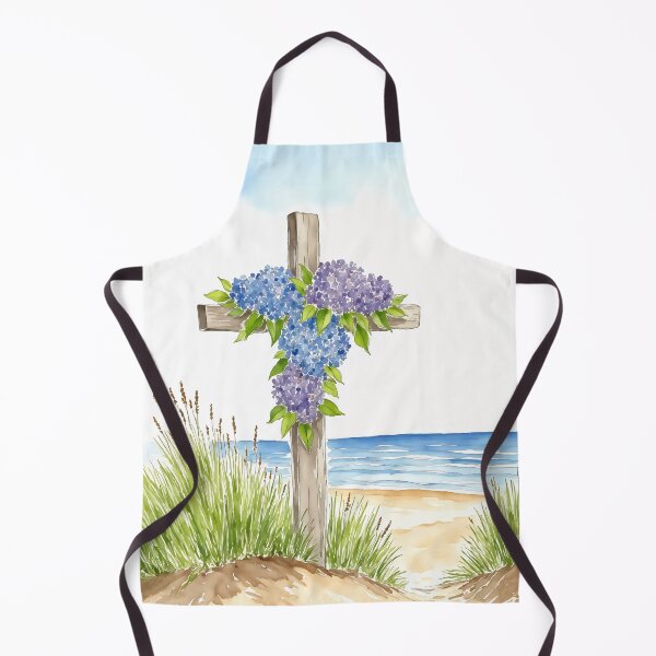 Item preview, Hydrangea Cross Easter Beach Coastal Watercolor designed and sold by Magnolia Valley Art.