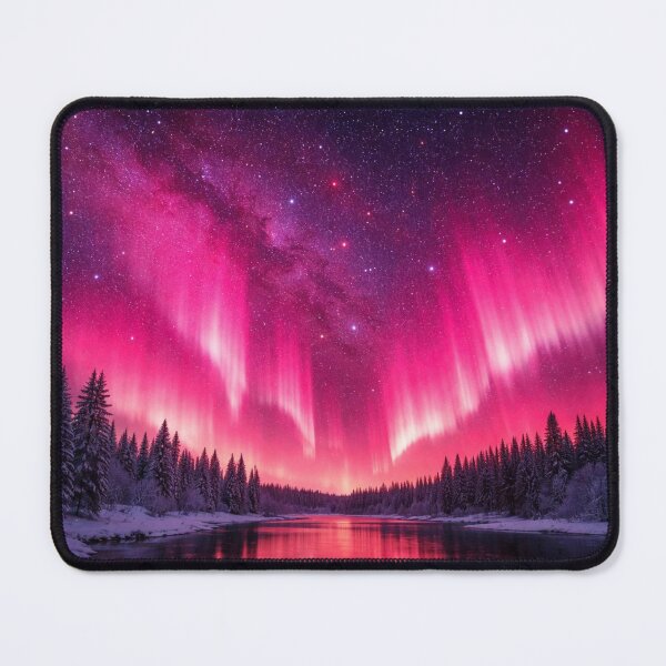 Item preview, very pink aurora starry night sky winter water designed and sold by PilotandPlane.