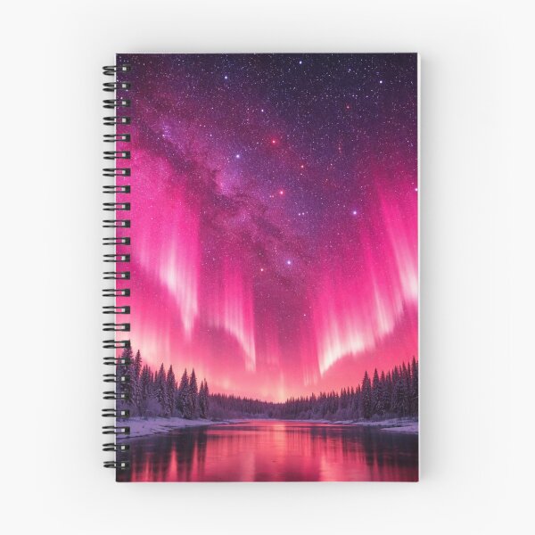 Item preview, very pink aurora starry night sky winter water designed and sold by PilotandPlane.