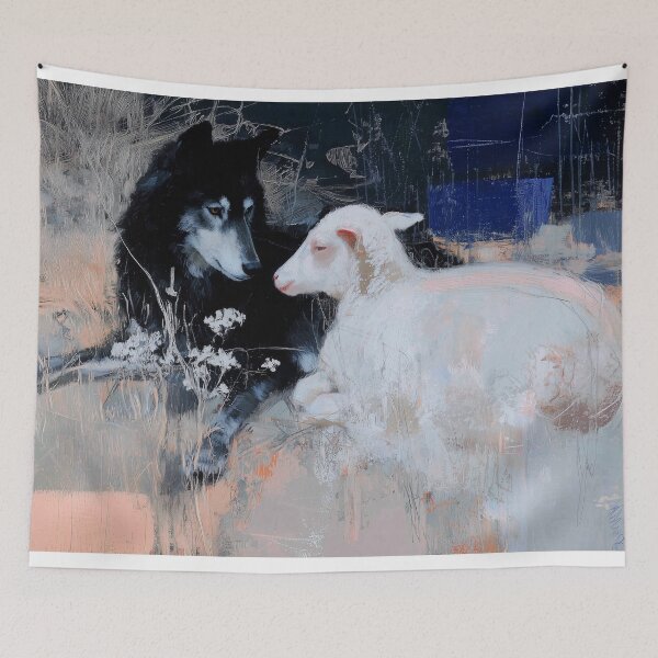 Item preview, Wolf and Sheep Resting Together designed and sold by lautir.