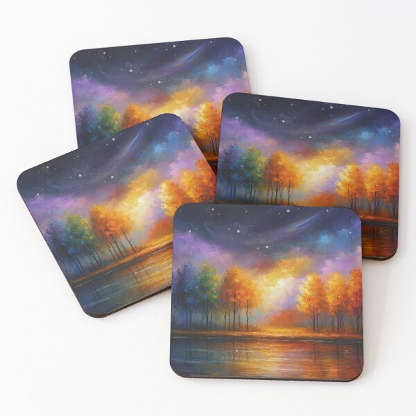 Item preview, Celestial Grove - Rainbow Forest Reflections Under Cosmic Skies designed and sold by Joey Santiago.