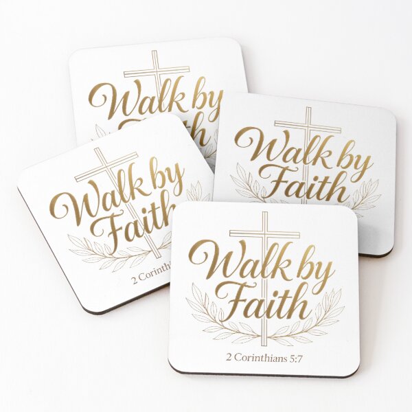 Item preview, Walk by Faith Christian Design, 2 Corinthians 5:7 Gold Calligraphy designed and sold by MyTshirtArt.