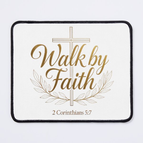 Item preview, Walk by Faith Christian Design, 2 Corinthians 5:7 Gold Calligraphy designed and sold by MyTshirtArt.