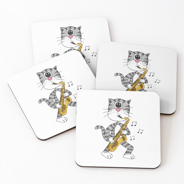 Item preview, Cat Playing Saxophone, Saxophonist Jazz Musician Music Teacher designed and sold by doodlerob.