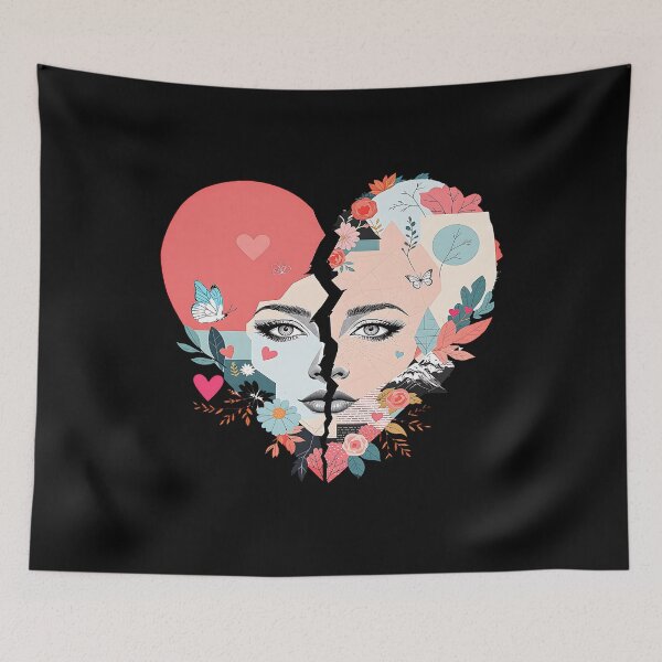 Item preview, Broken Heart Portrait - Anti Valentine Art designed and sold by Fragy72.