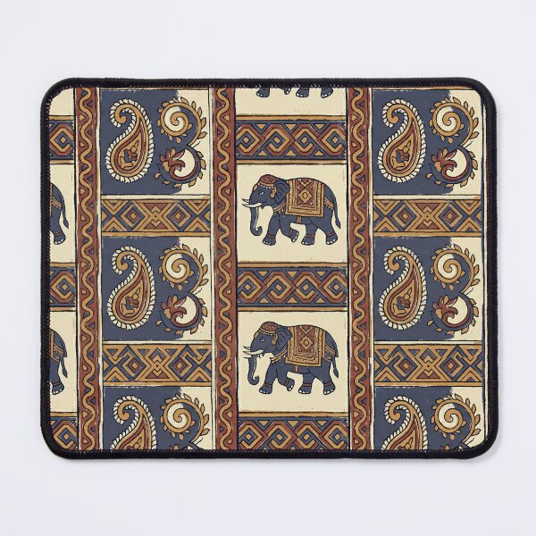 Item preview, Vintage Royal Indian Elephant & Paisley Seamless Block Print Pattern designed and sold by IndoPatterns.