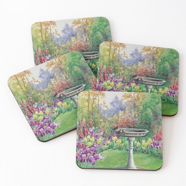 Item preview, Bird Bath Garden Flowers designed and sold by tomorrowsart.