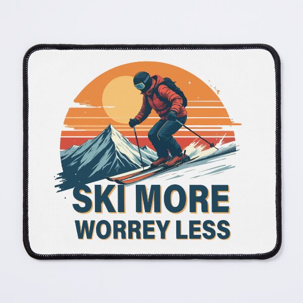 Item preview, Ski More WorreY Less T-Shirt Skier Mountain Sunset Graphic Winter Sports Adventure Tee designed and sold by Design-Pro-21.
