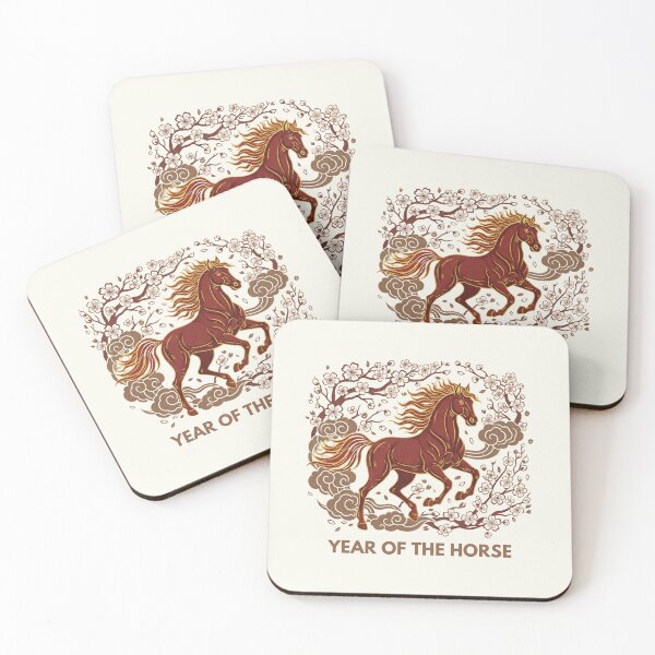 Item preview, Fire Horse Lunar Year Aesthetic, Year of the Horse 2026 Celestial Art, Traditional Woodblock Style Horse designed and sold by Scorpia67.