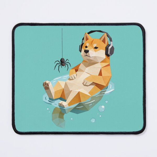 Item preview, Chill Shiba Vibe: Geometric Low Poly Dog Relaxing in Water with Headphones designed and sold by Cherrydora.
