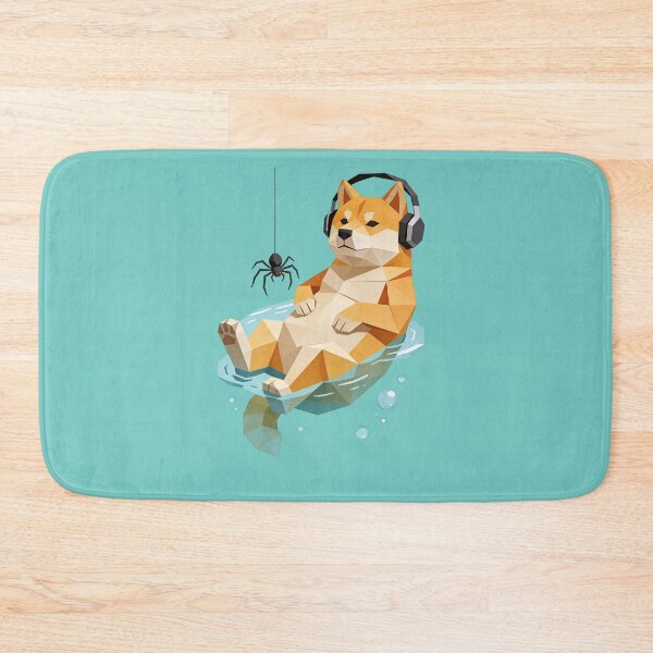 Item preview, Chill Shiba Vibe: Geometric Low Poly Dog Relaxing in Water with Headphones designed and sold by Cherrydora.