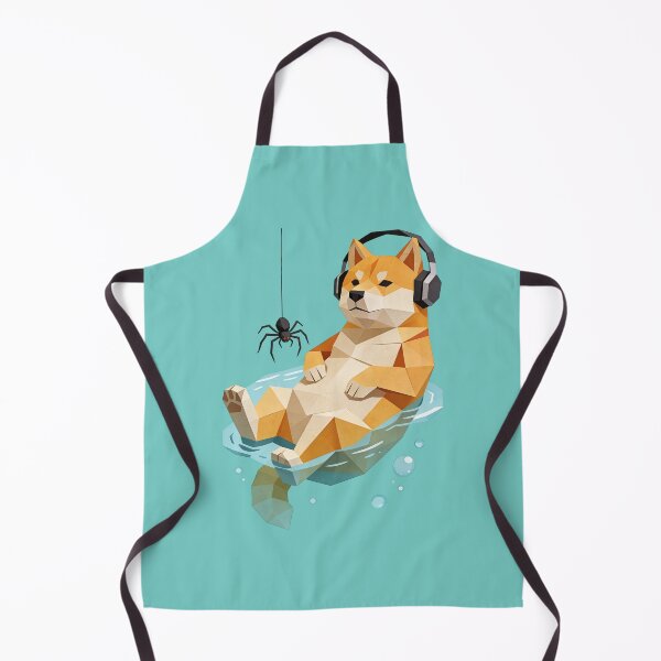 Item preview, Chill Shiba Vibe: Geometric Low Poly Dog Relaxing in Water with Headphones designed and sold by Cherrydora.