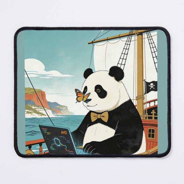 Item preview, Digital Nomad Panda Coder Art | Retro Pirate Ship Laptop Developer Design designed and sold by Cherrydora.