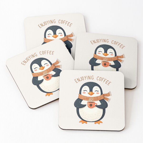 Item preview, Penguin drinking coffee designed and sold by PrintLabStudio.