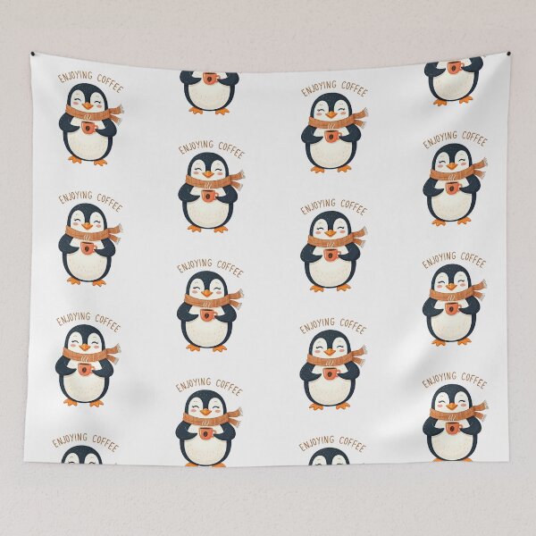 Item preview, Penguin drinking coffee designed and sold by PrintLabStudio.