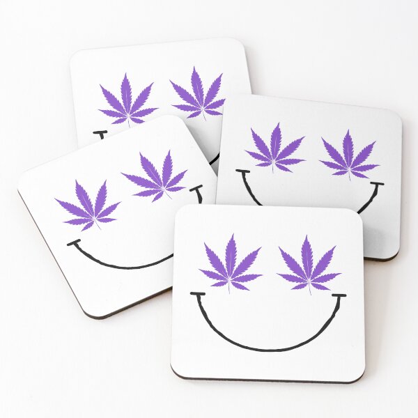 Item preview, High on Purple Vibes – Smiling Cannabis Face Stoner Art designed and sold by Cannaxes Studio.