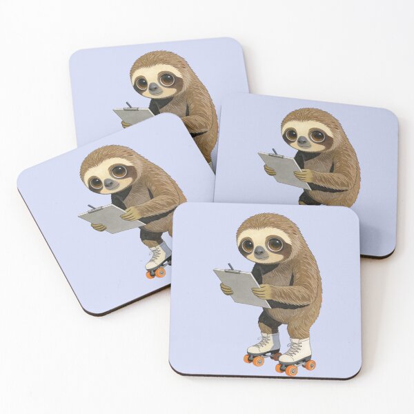 Item preview, The Productivity Sloth Roller Derby Illustration | Busy Sloth with Clipboard Retro Art designed and sold by Cherrydora.