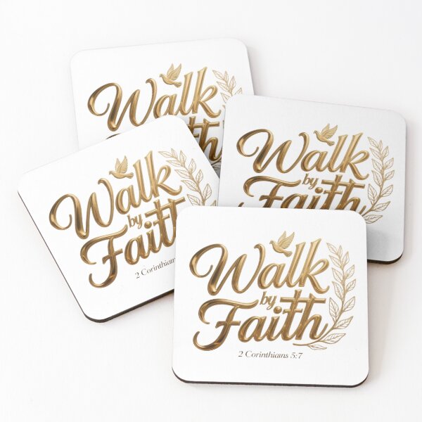 Item preview, Walk by Faith Christian Design, 2 Corinthians 5:7 Gold Calligraphy designed and sold by MyTshirtArt.