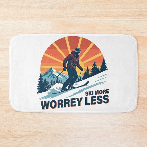 Item preview, Ski More WorreY Less T-Shirt  Vintage Skier Mountain Sunset Graphic  Winter Sports Adventure Tee designed and sold by Design-Pro-21.