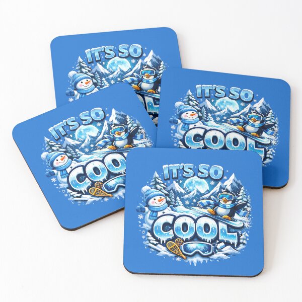 Item preview, It’s So Cool Winter Fun Design with Snowman and Snowboarding Penguin Illustration designed and sold by MARK-ZONE.