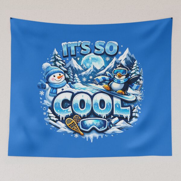 Item preview, It’s So Cool Winter Fun Design with Snowman and Snowboarding Penguin Illustration designed and sold by MARK-ZONE.