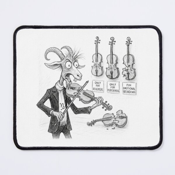 Item preview, Capricorn Violin Musician Cartoon (B&W) designed and sold by D - Magic.