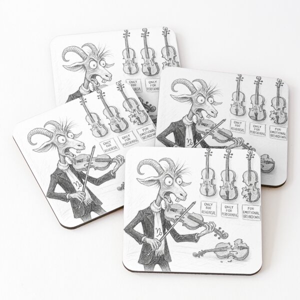 Item preview, Capricorn Violin Musician Cartoon (B&W) designed and sold by D - Magic.