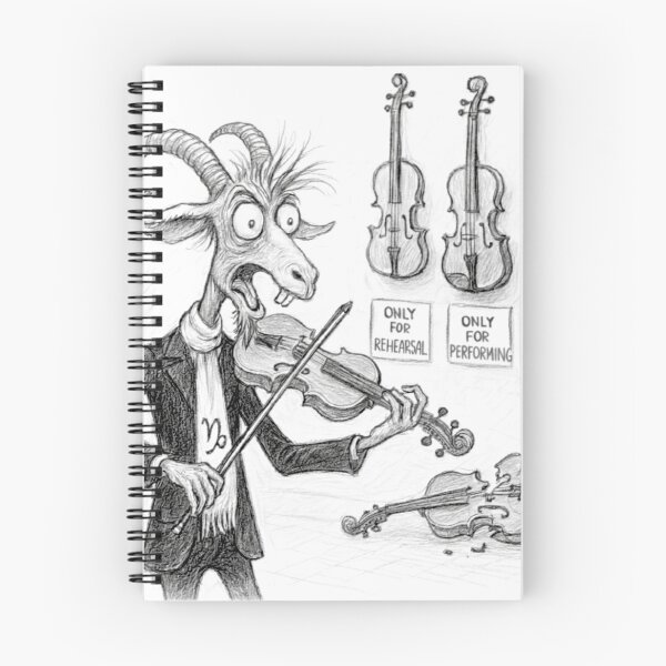 Item preview, Capricorn Violin Musician Cartoon (B&W) designed and sold by D - Magic.