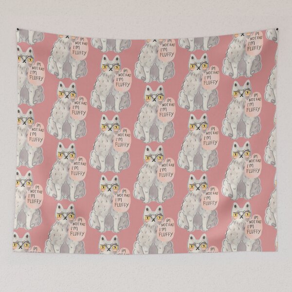 Item preview, I'm not fat, I'm fluffy! Ironic, charming cat designed and sold by Dormitria.