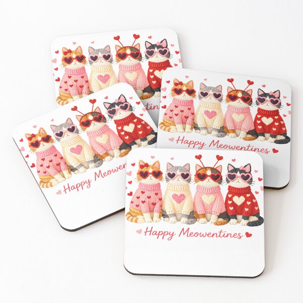 Item preview, Happy Meowentines – Cute Valentine Cats in Knitted Sweaters designed and sold by TrendPrinter.
