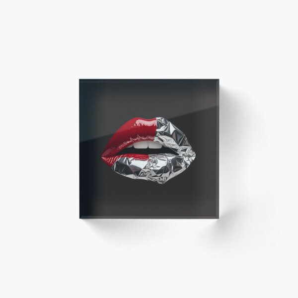 Item preview, Red Lips with Silver Foil – Bold Modern Pop Art Illustration designed and sold by NUVYStudio.