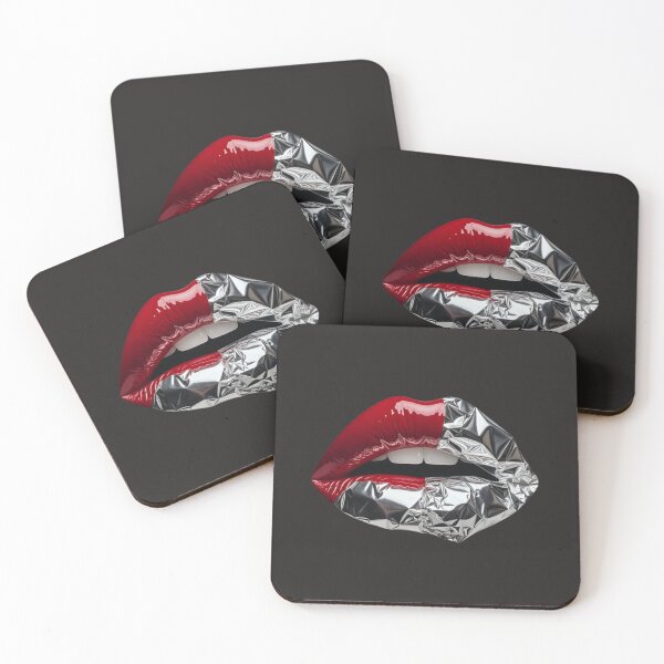 Item preview, Red Lips with Silver Foil – Bold Modern Pop Art Illustration designed and sold by NUVYStudio.