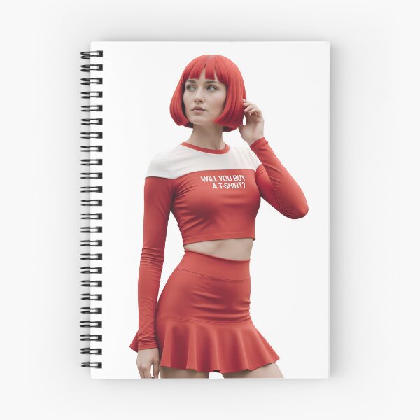 Item preview, Young woman in red crop top and mini skirt against black background designed and sold by Creative88Art.