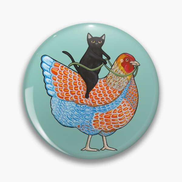 Item preview, Chicken Ride Wyandotte and Black Cat designed and sold by KilkennyCat Art.