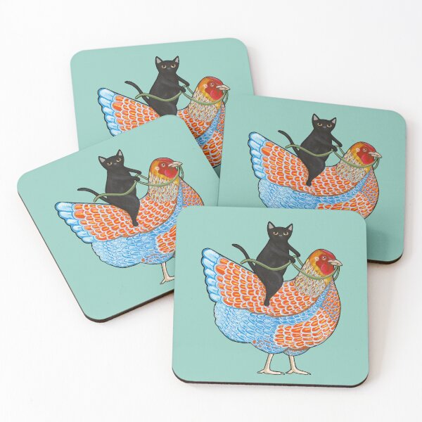 Artikelvorschau, Chicken Ride Wyandotte und Black Cat entworfen und verkauft von KilkennyCat Art.