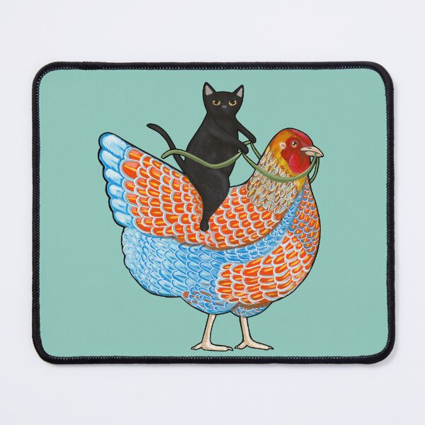 Item preview, Chicken Ride Wyandotte and Black Cat designed and sold by KilkennyCat Art.