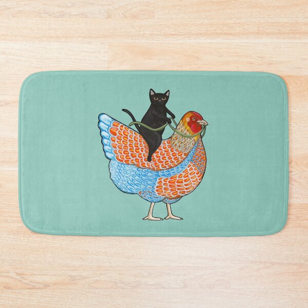 Item preview, Chicken Ride Wyandotte and Black Cat designed and sold by KilkennyCat Art.