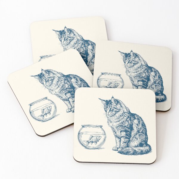 Item preview, Maine Coon Cat & Goldfish Funny Retro Fish  designed and sold by Y-Vibes.