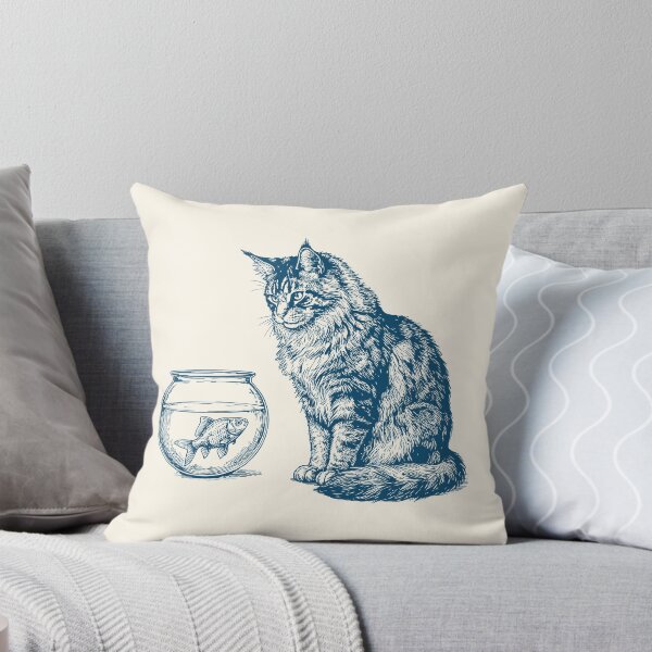 Item preview, Maine Coon Cat & Goldfish Funny Retro Fish  designed and sold by Y-Vibes.