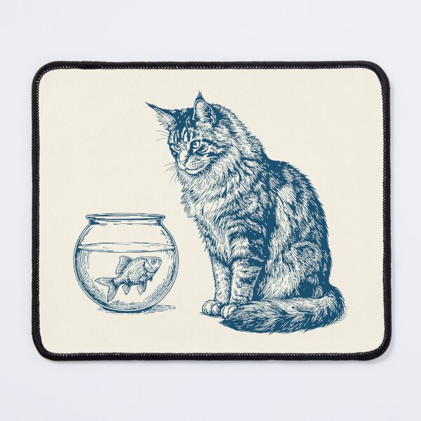 Item preview, Maine Coon Cat & Goldfish Funny Retro Fish designed and sold by Y-Vibes.