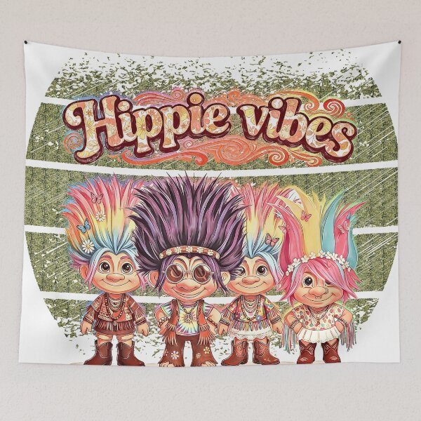 Item preview, Retro Hippie Trolls - Colorful Boho Peace & Love Vibes designed and sold by Hen-C-Art.