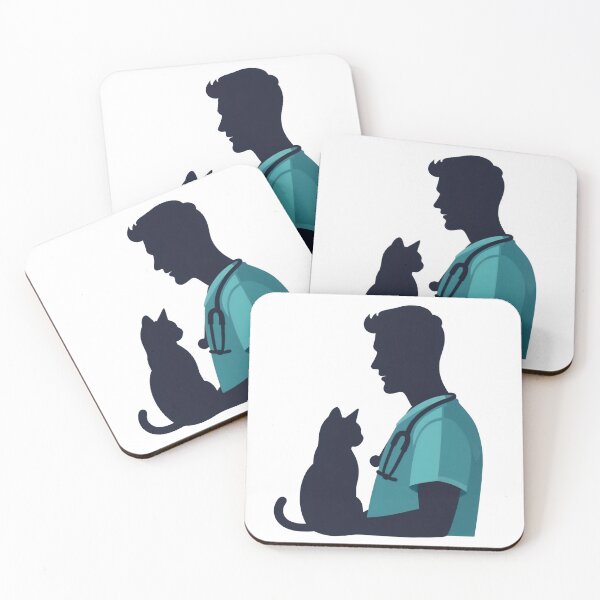 Item preview, Veterinarian in teal scrubs holding a cat with stethoscope icon designed and sold by Creative88Art.