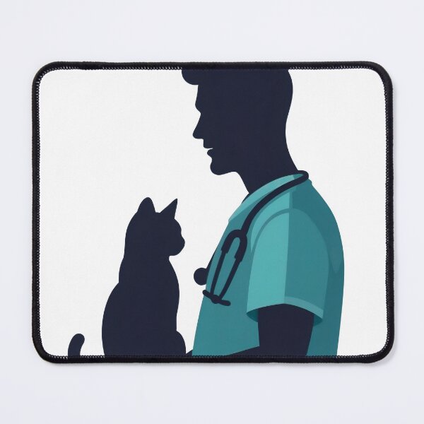 Item preview, Veterinarian in teal scrubs holding a cat with stethoscope icon designed and sold by Creative88Art.