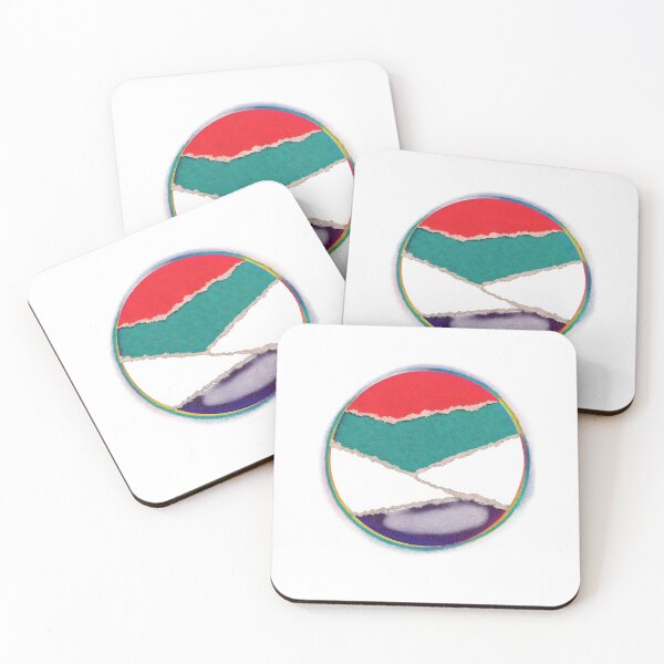 Item preview, Circular emblem with torn bands, rainbow halo, and jagged white seams designed and sold by Creative88Art.